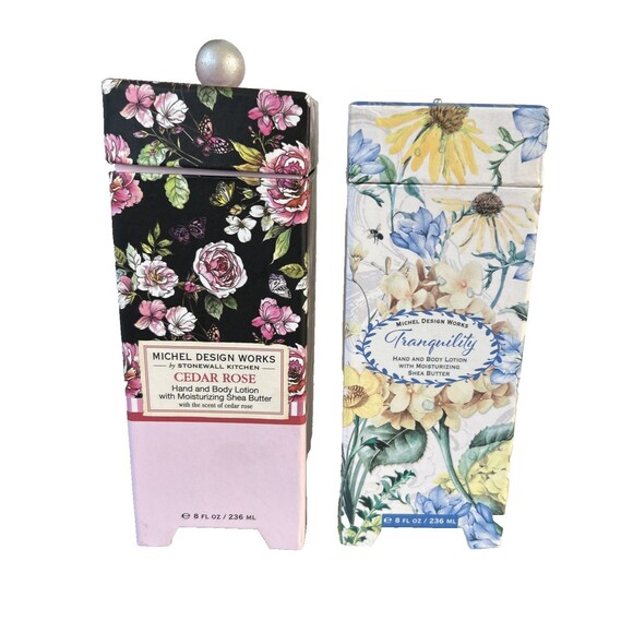 LOT Of 2- Michel Design Works Hand & Body Lotion Tranquility and Cedar Rose NEW - Picture 3 of 9